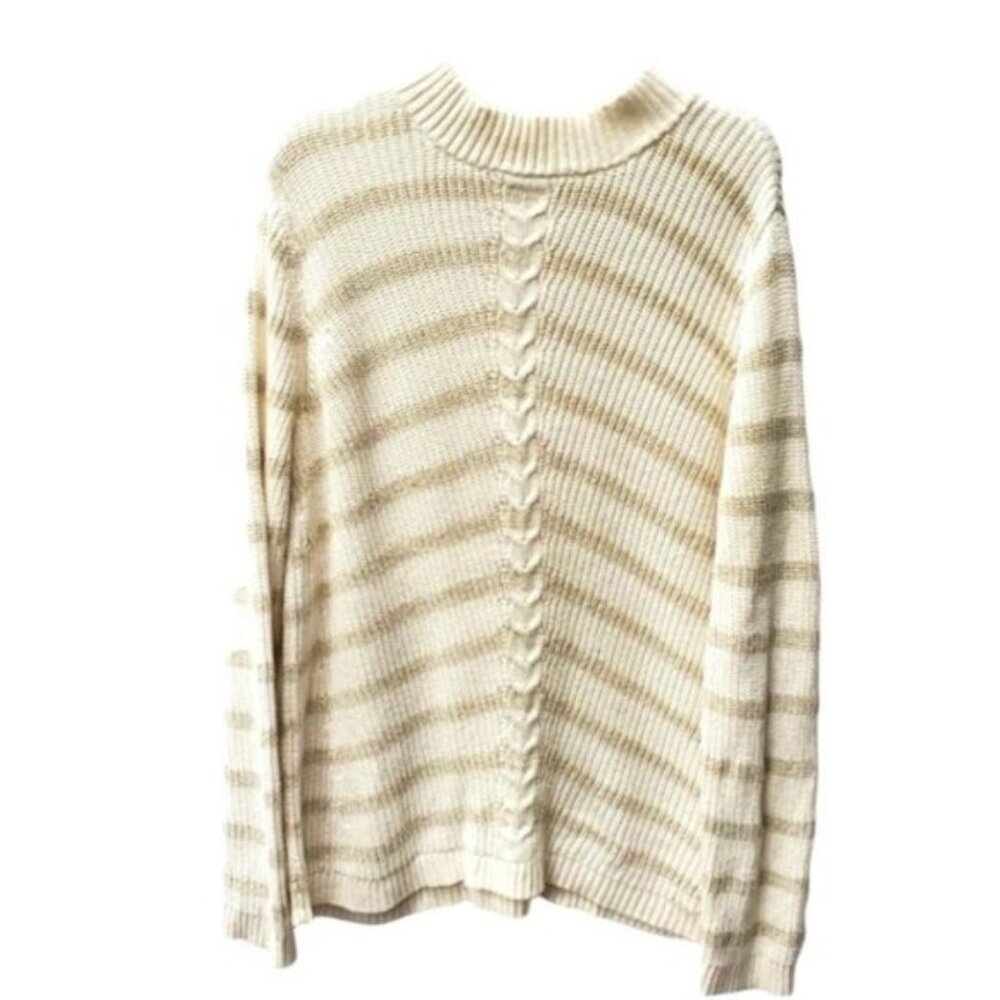 TALBOTS Oversized Chunky Sweater Gold Threads Sz 1X - Like New!